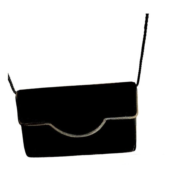 Carla Marchini Rare Vintage Black Velvet Evening Bag Crossbody/Shoulder Carry - Picture 1 of 5